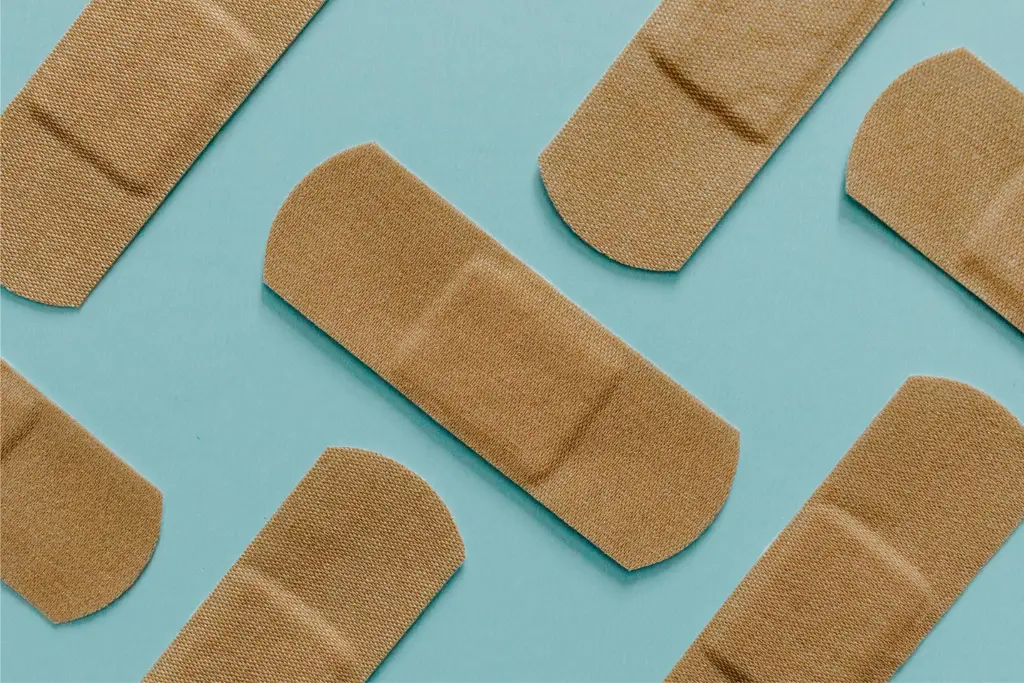 Beige adhesive bandages, essential for any first aid kit.